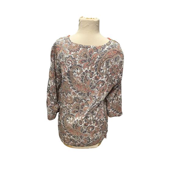 Soft Surroundings Womens M Top Paisley Floral Beaded Tunic Boho Embellished - Picture 5 of 6